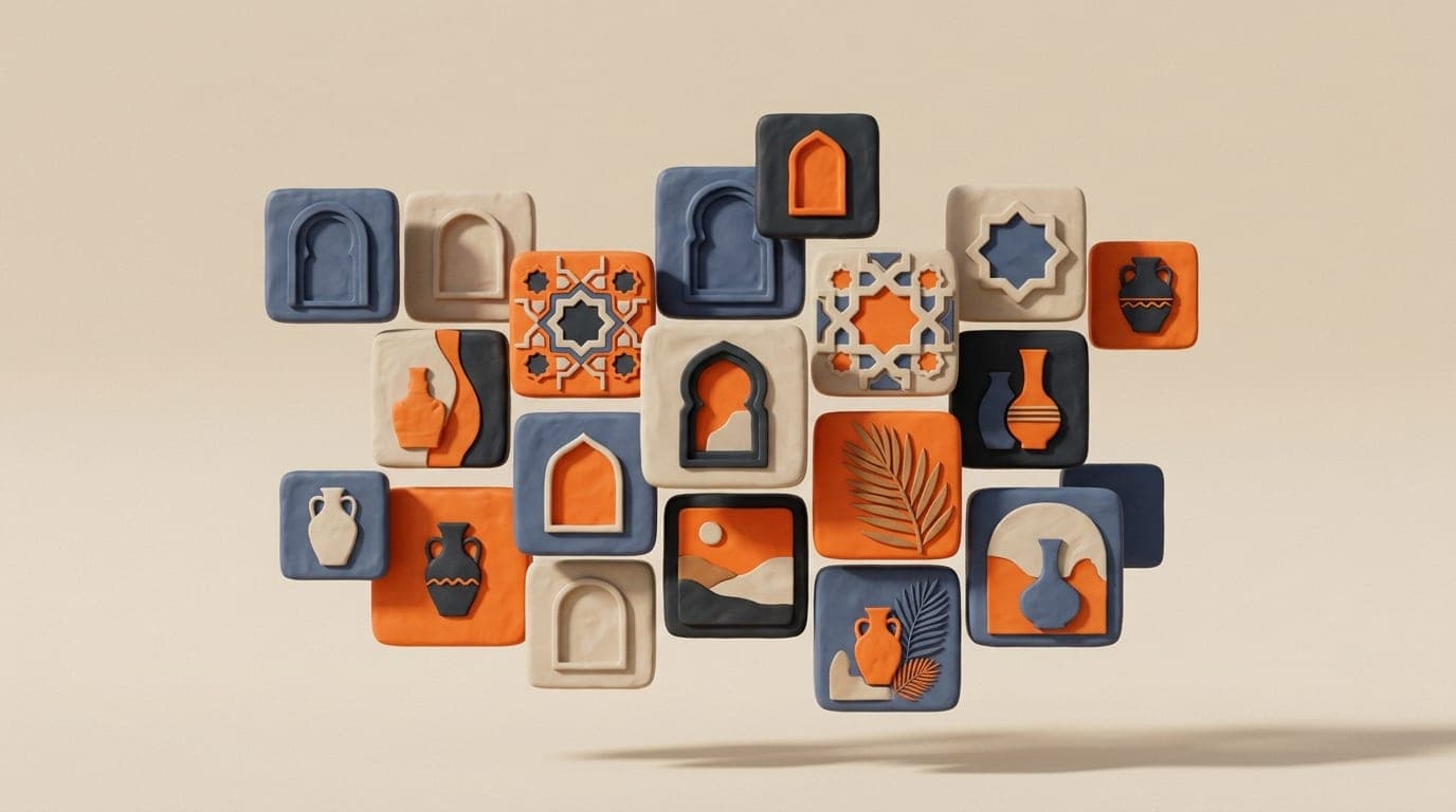 3D mosaic of square social media visuals
